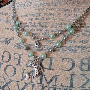 Dolphin Pendant Seaside Coastal Layered Necklace